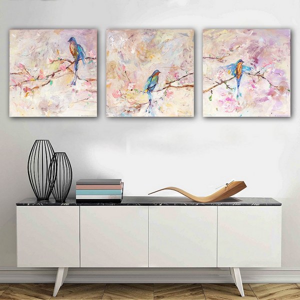 Kuşlar 3 Parça Kanvas Tablo Set 48