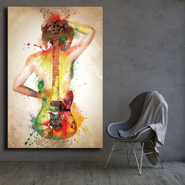 Cam Tablo Gitarlı Kadın